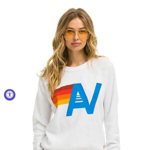 Brand new w tag Aviator Nation Logo Sweatshirt White